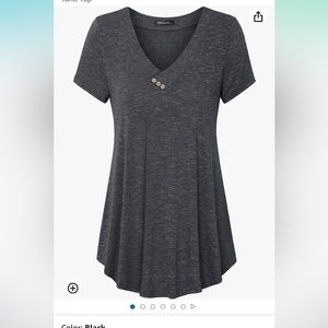 Vinmatto Women's Summer Short Sleeve V Neck Flowy Plus Size Tunic Top. XL grey